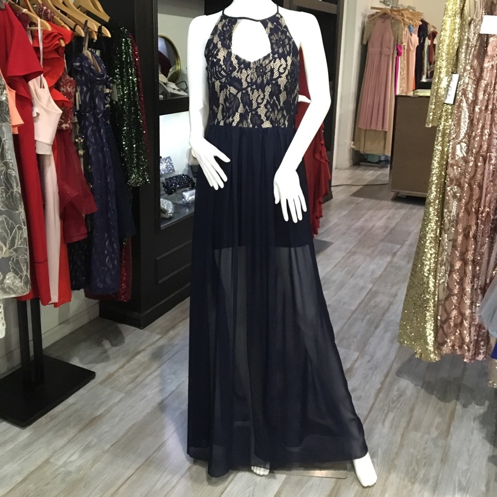 Navy Blue Formal Evening Prom Dress Gown